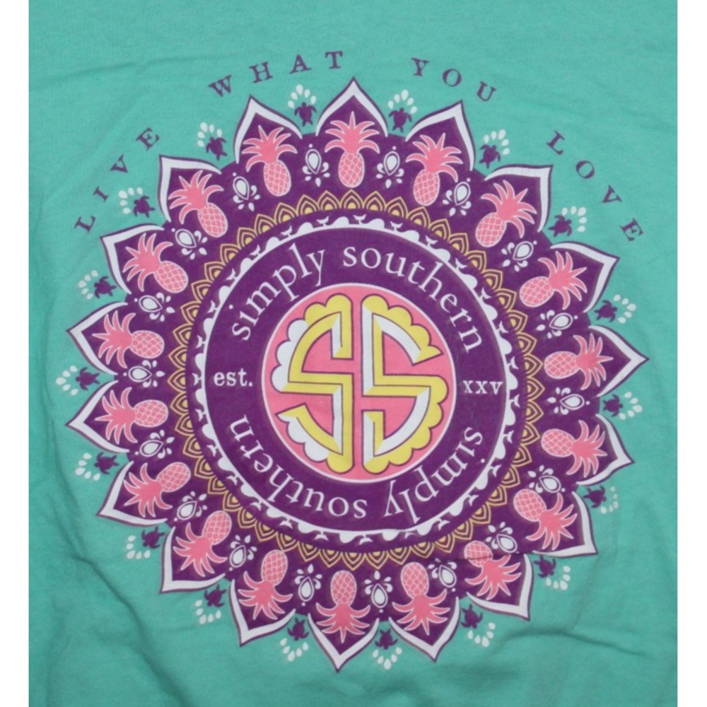 Simply Southern Pineapple T Shirt Women Large Mint Green Good Preppy Mandala Tee